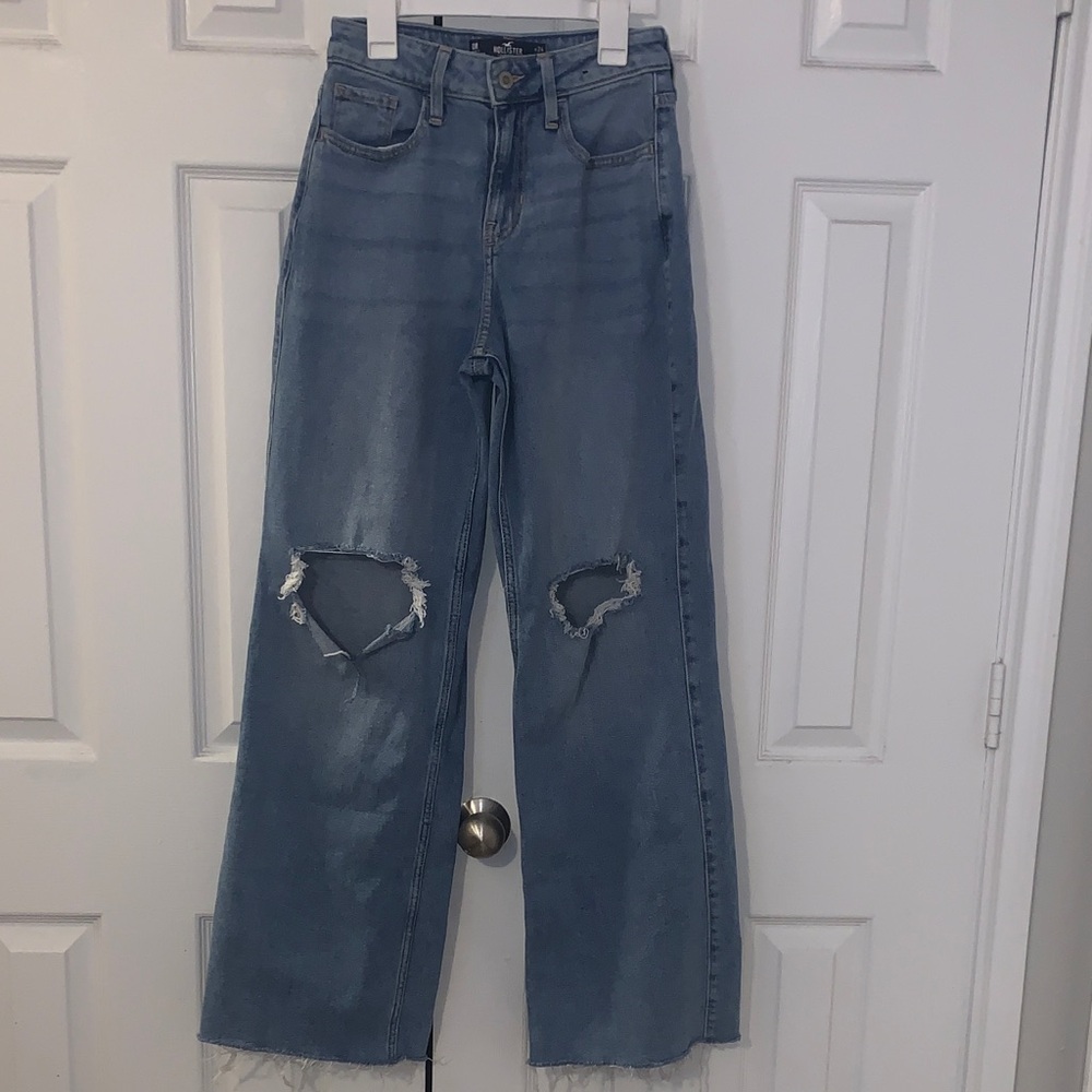 Hollister Light Blue Distressed Flare Jeans
